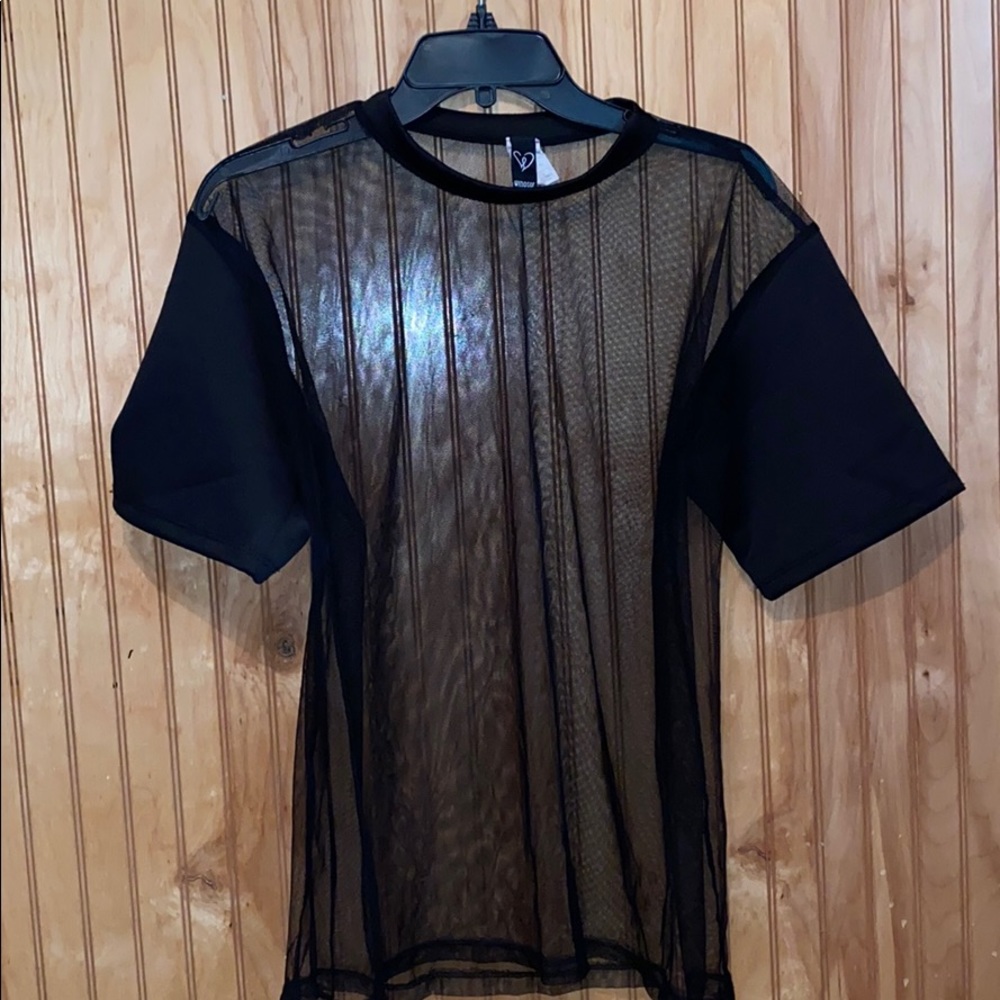 Black sheer oversized shirt
